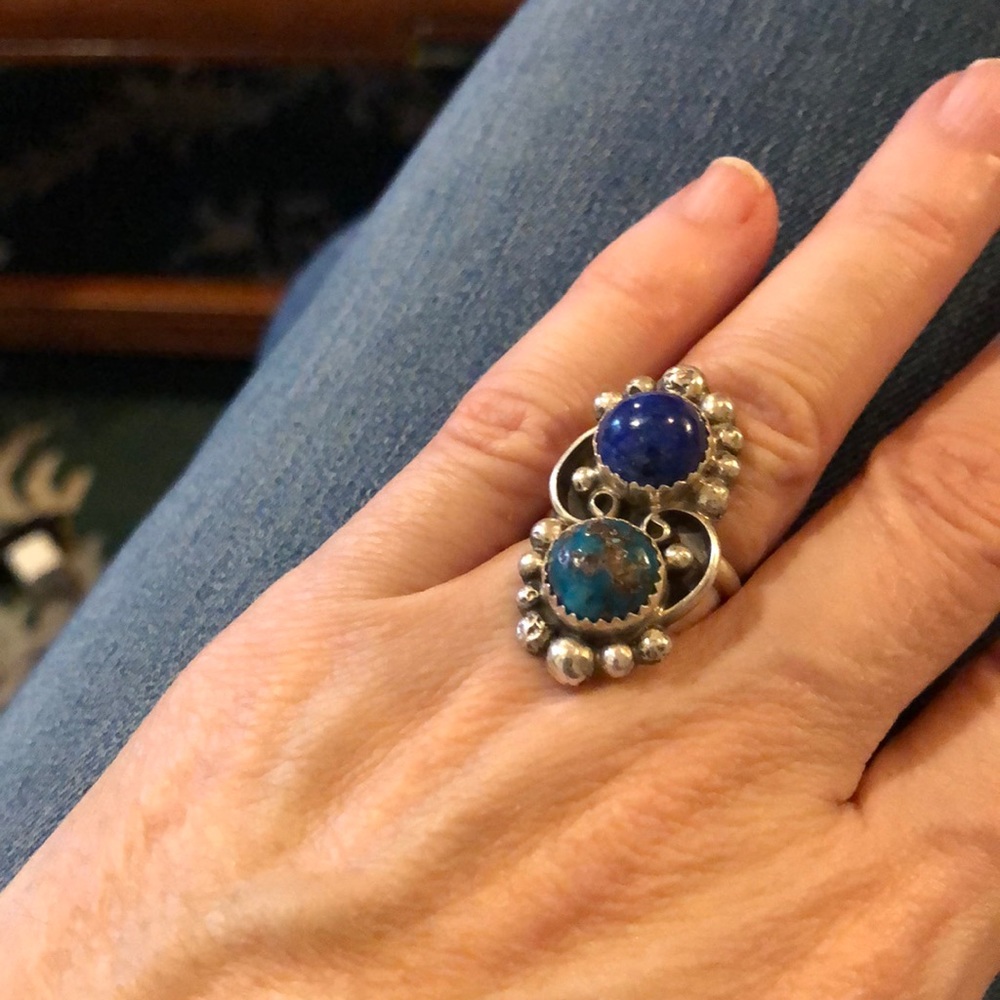 Gorgeous vintage lapis and turquoise ring